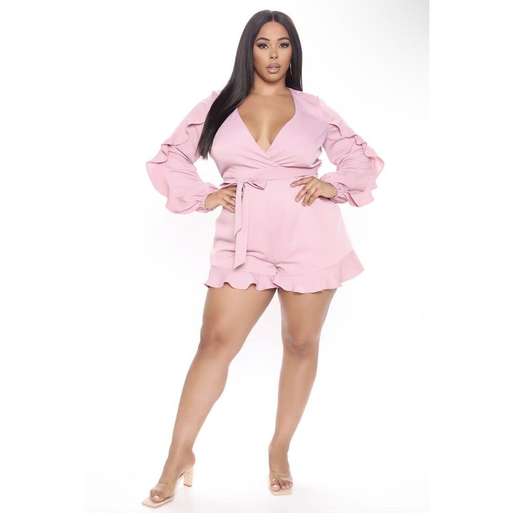 Fashion‎ Nova Topanga Dusty Mauve Pink Ruffle Shorts Romper Size 22/24 NEW